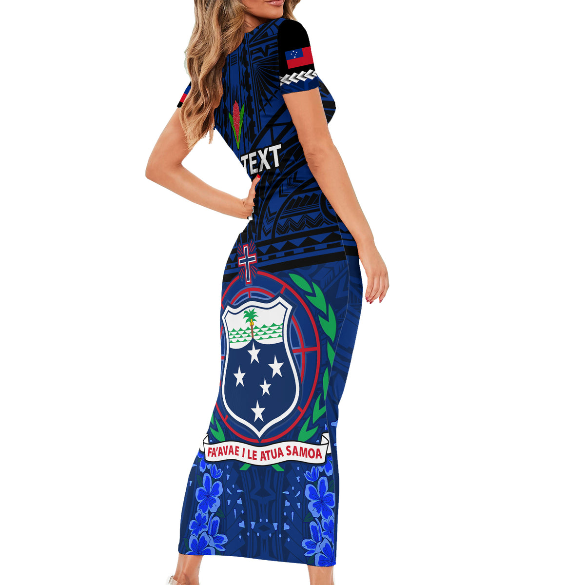 Custom Samoa Rugby Short Sleeve Bodycon Dress World Cup 2023 Go Champions Manu Samoa - Wonder Print Shop