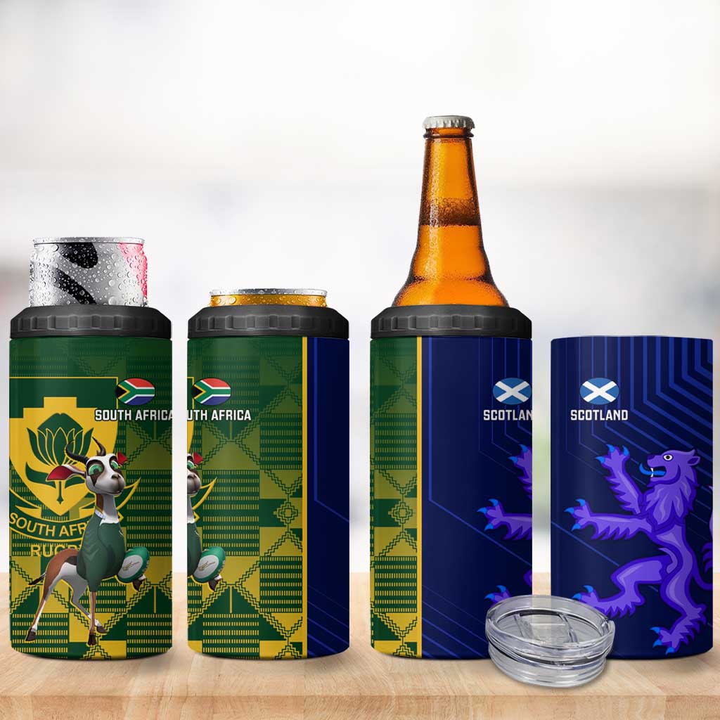 South Africa And Scotland Rugby 4 in 1 Can Cooler Tumbler Springboks Thistle Together - Wonder Print Shop