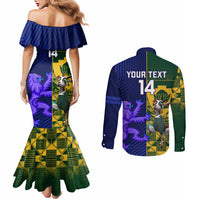 Custom South Africa And Scotland Rugby Couples Matching Mermaid Dress and Long Sleeve Button Shirt Springboks Thistle Together