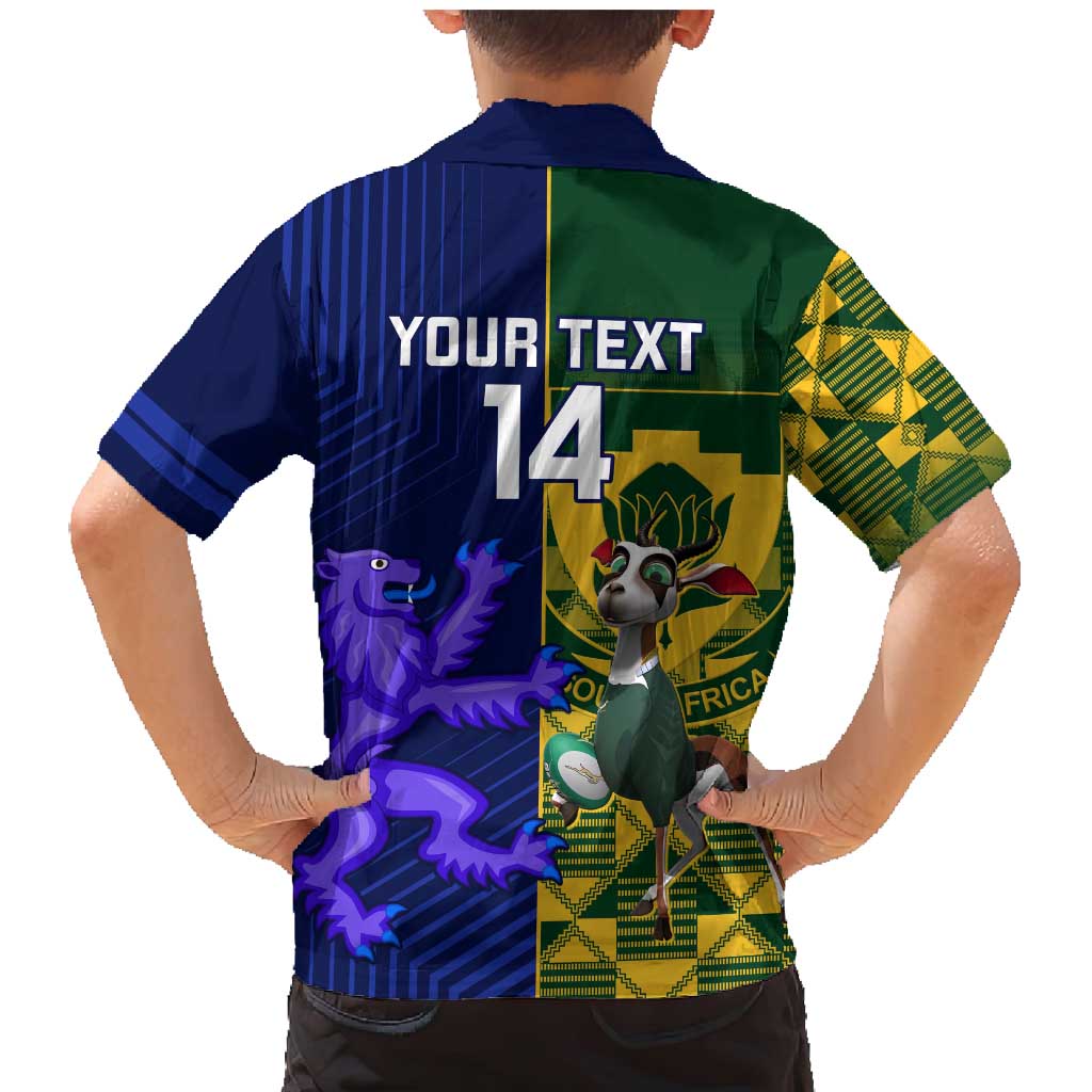 Custom South Africa And Scotland Rugby Family Matching Mermaid Dress and Hawaiian Shirt Springboks Thistle Together - Wonder Print Shop