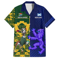 Custom South Africa And Scotland Rugby Family Matching Short Sleeve Bodycon Dress and Hawaiian Shirt Springboks Thistle Together - Wonder Print Shop