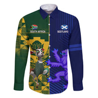 Custom South Africa And Scotland Rugby Family Matching Short Sleeve Bodycon Dress and Hawaiian Shirt Springboks Thistle Together - Wonder Print Shop