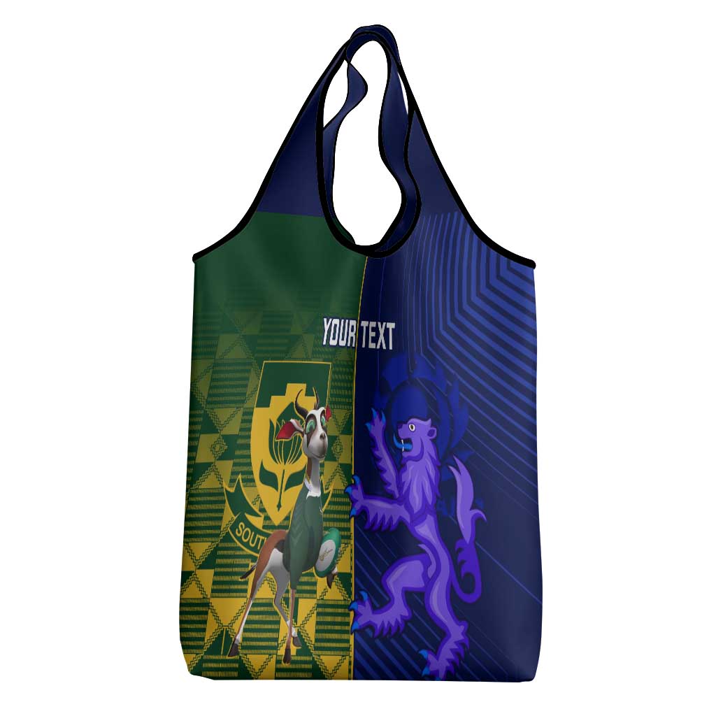 Custom South Africa And Scotland Rugby Grocery Bag Springboks Thistle Together