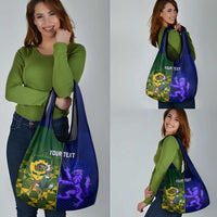Custom South Africa And Scotland Rugby Grocery Bag Springboks Thistle Together