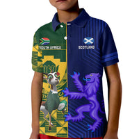 Custom South Africa And Scotland Rugby Kid Polo Shirt Springboks Thistle Together - Wonder Print Shop