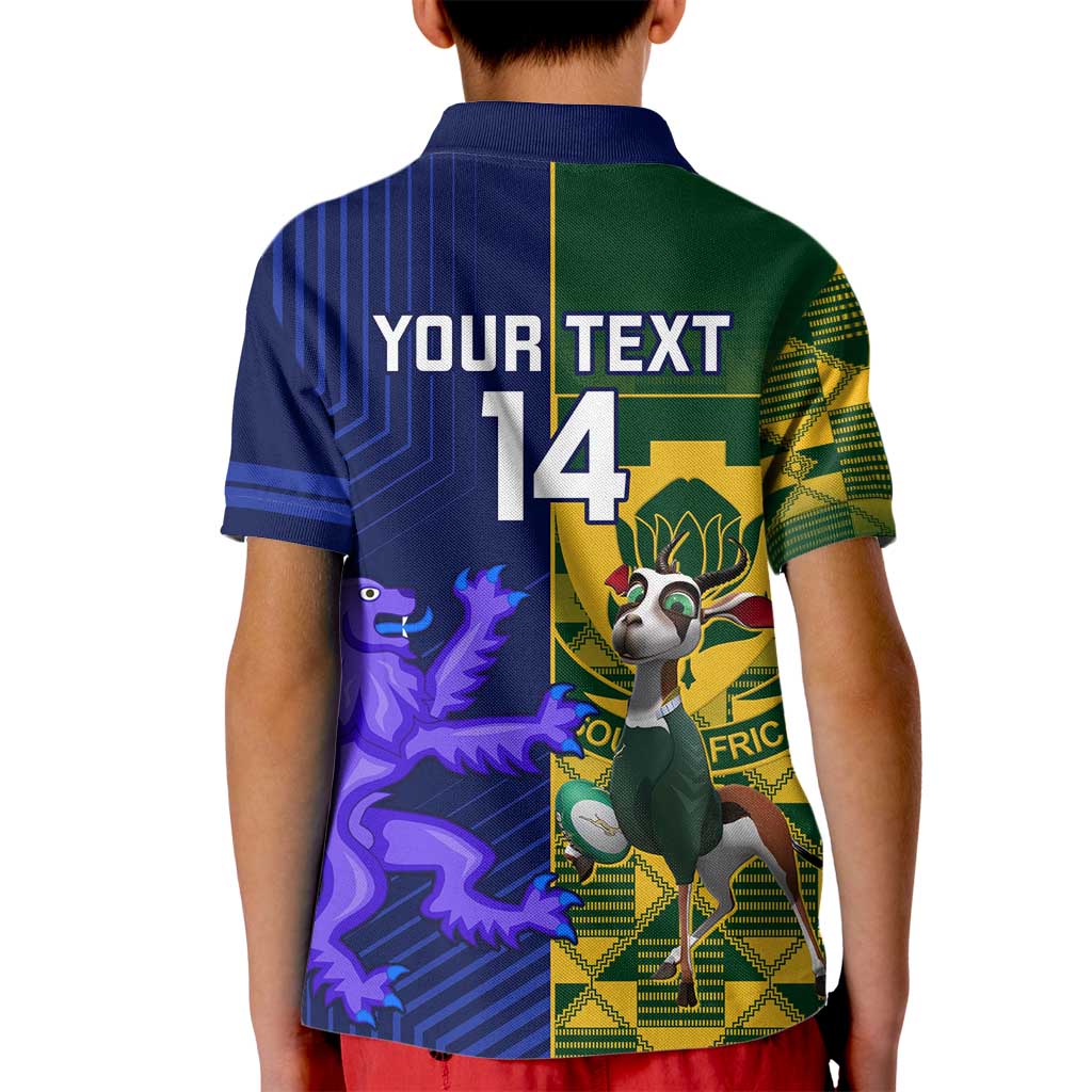 Custom South Africa And Scotland Rugby Kid Polo Shirt Springboks Thistle Together - Wonder Print Shop