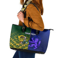 Custom South Africa And Scotland Rugby Leather Tote Bag Springboks Thistle Together - Wonder Print Shop
