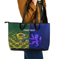 Custom South Africa And Scotland Rugby Leather Tote Bag Springboks Thistle Together - Wonder Print Shop