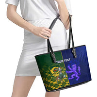 Custom South Africa And Scotland Rugby Leather Tote Bag Springboks Thistle Together - Wonder Print Shop