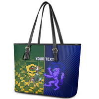 Custom South Africa And Scotland Rugby Leather Tote Bag Springboks Thistle Together - Wonder Print Shop
