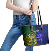 Custom South Africa And Scotland Rugby Leather Tote Bag Springboks Thistle Together - Wonder Print Shop