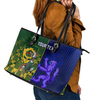 Custom South Africa And Scotland Rugby Leather Tote Bag Springboks Thistle Together - Wonder Print Shop