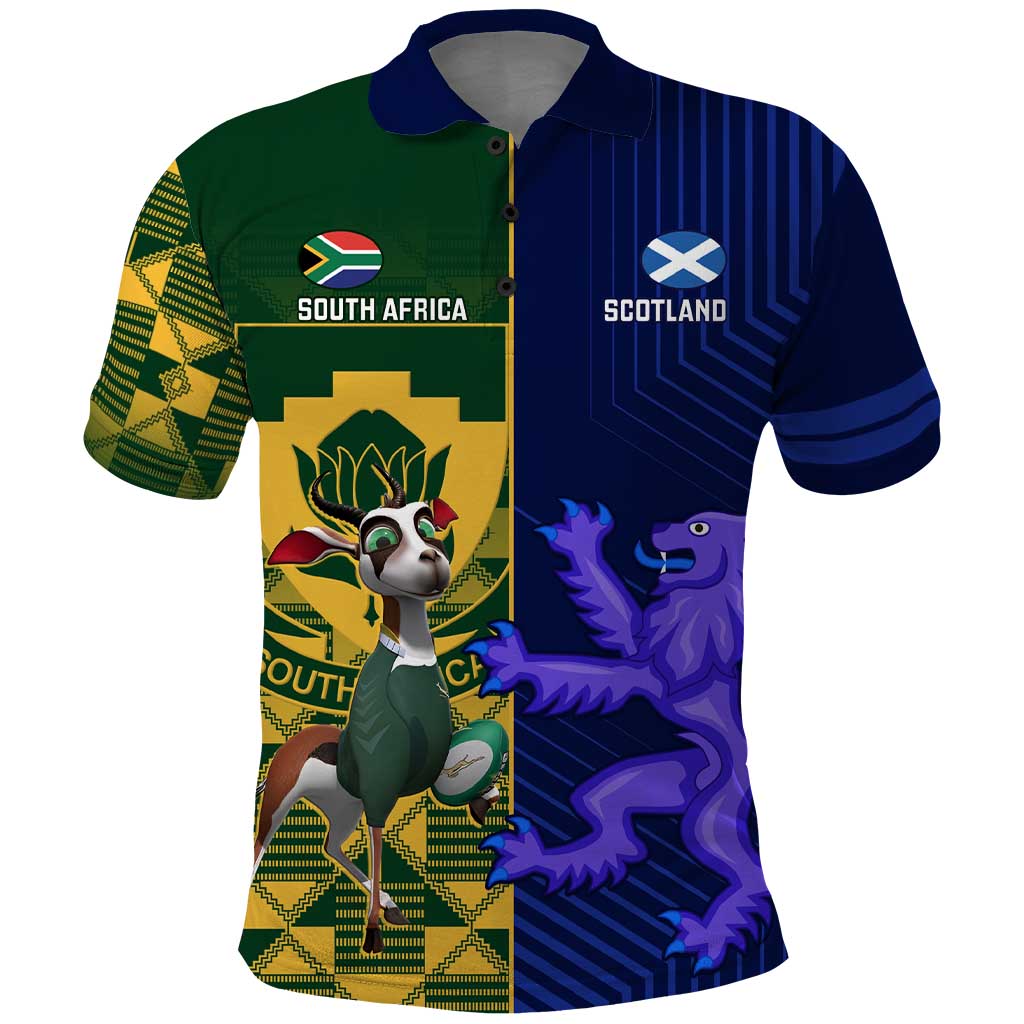 Custom South Africa And Scotland Rugby Polo Shirt Springboks Thistle Together - Wonder Print Shop