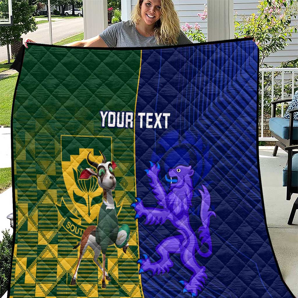Custom South Africa And Scotland Rugby Quilt Springboks Thistle Together - Wonder Print Shop