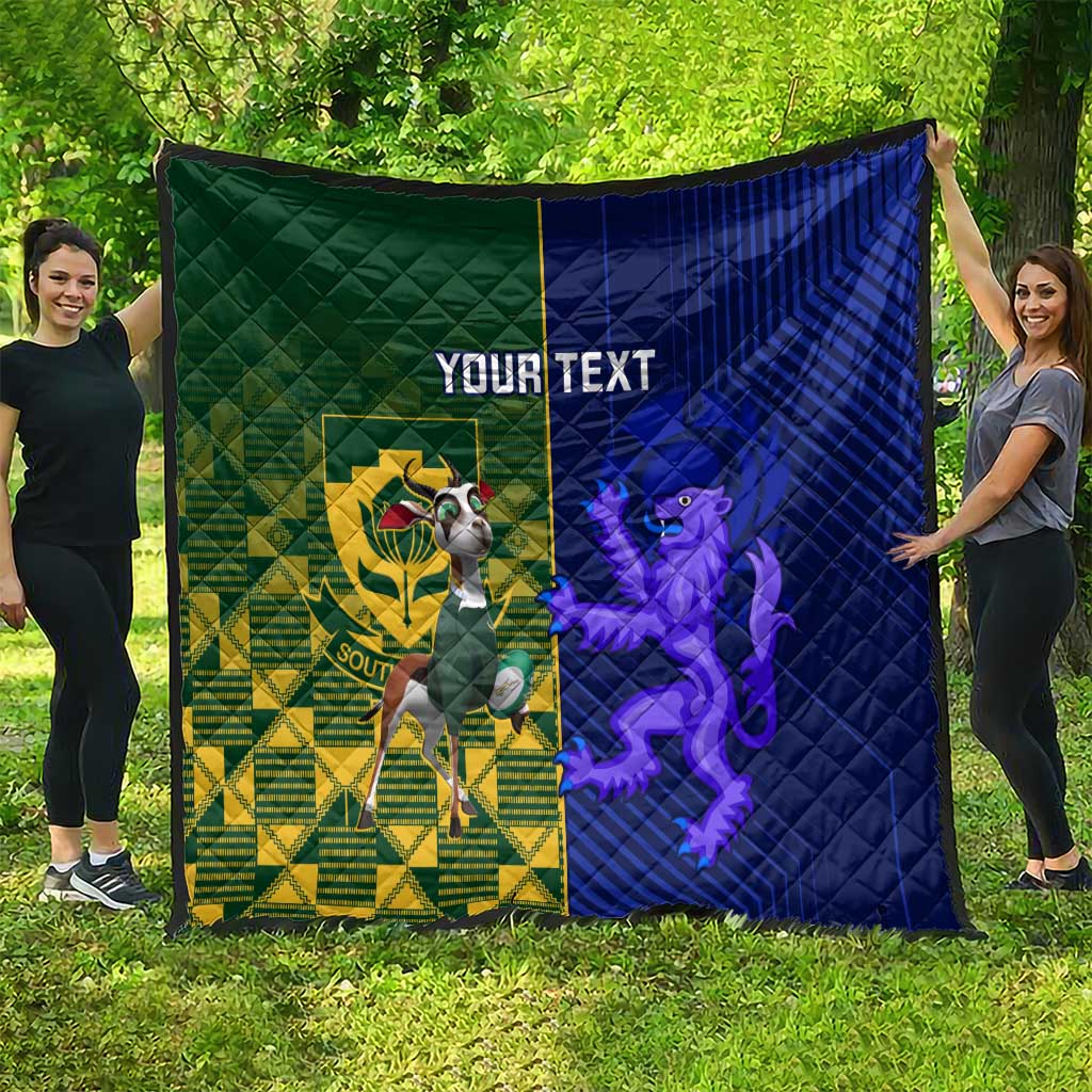 Custom South Africa And Scotland Rugby Quilt Springboks Thistle Together - Wonder Print Shop