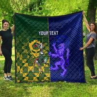 Custom South Africa And Scotland Rugby Quilt Springboks Thistle Together - Wonder Print Shop