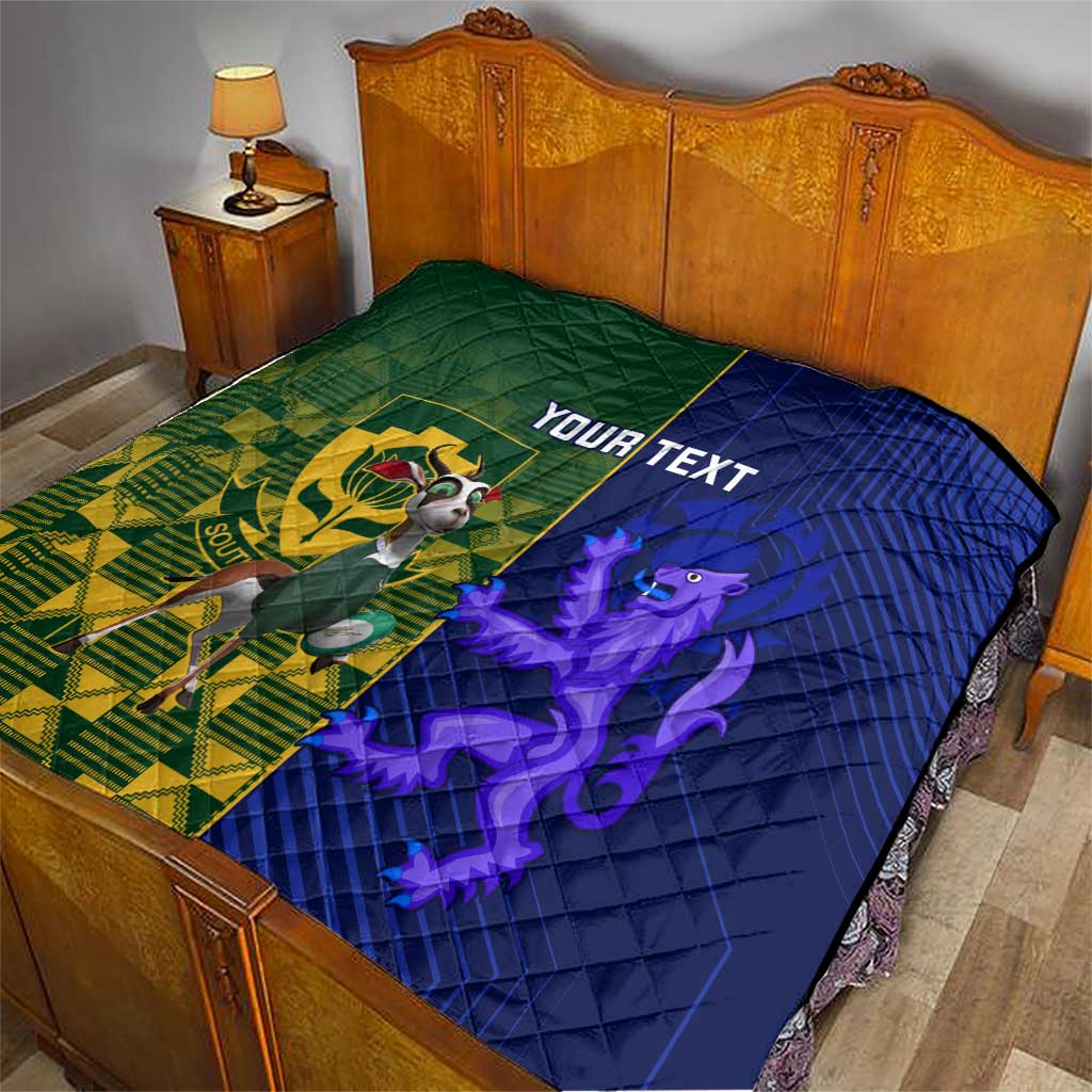Custom South Africa And Scotland Rugby Quilt Springboks Thistle Together - Wonder Print Shop