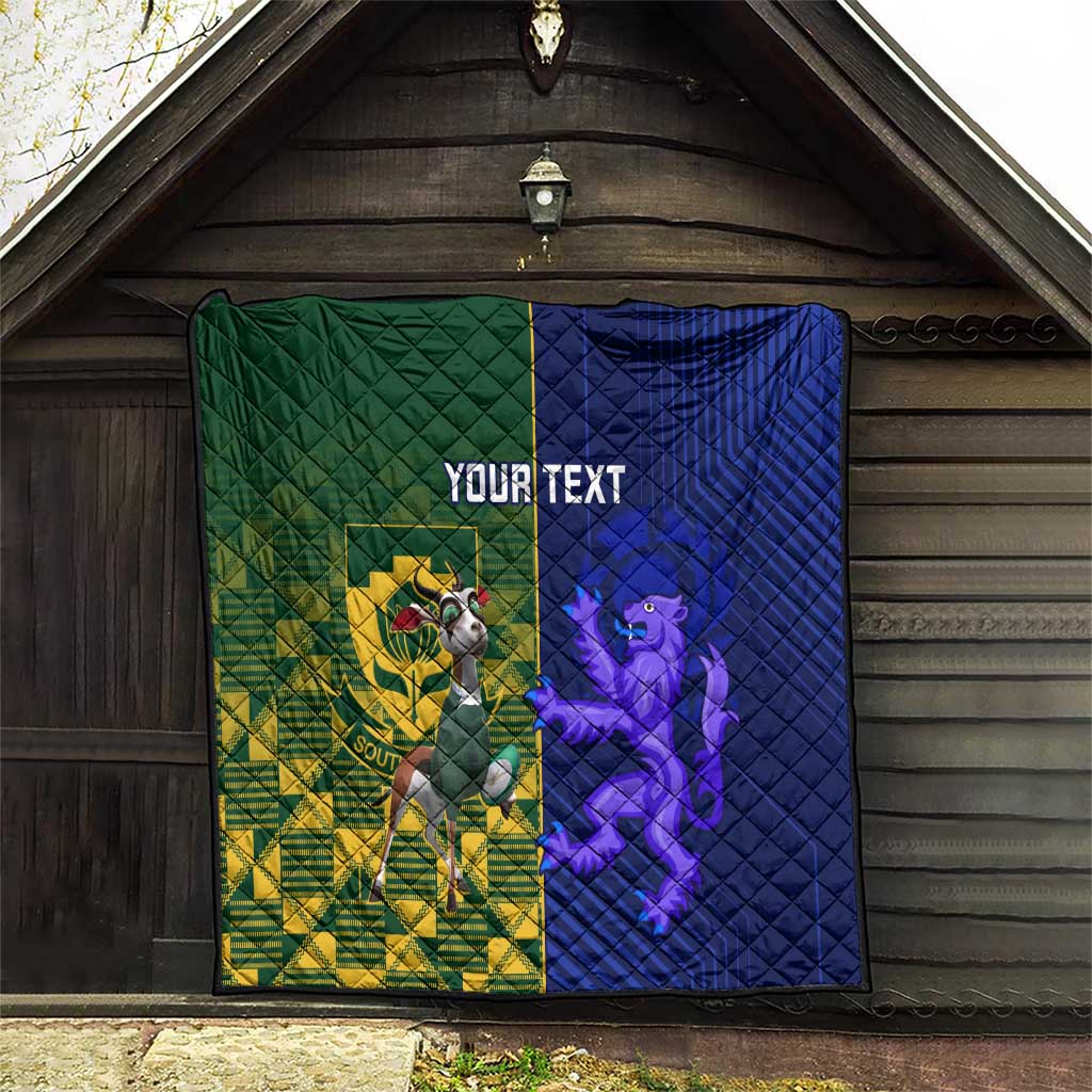 Custom South Africa And Scotland Rugby Quilt Springboks Thistle Together - Wonder Print Shop