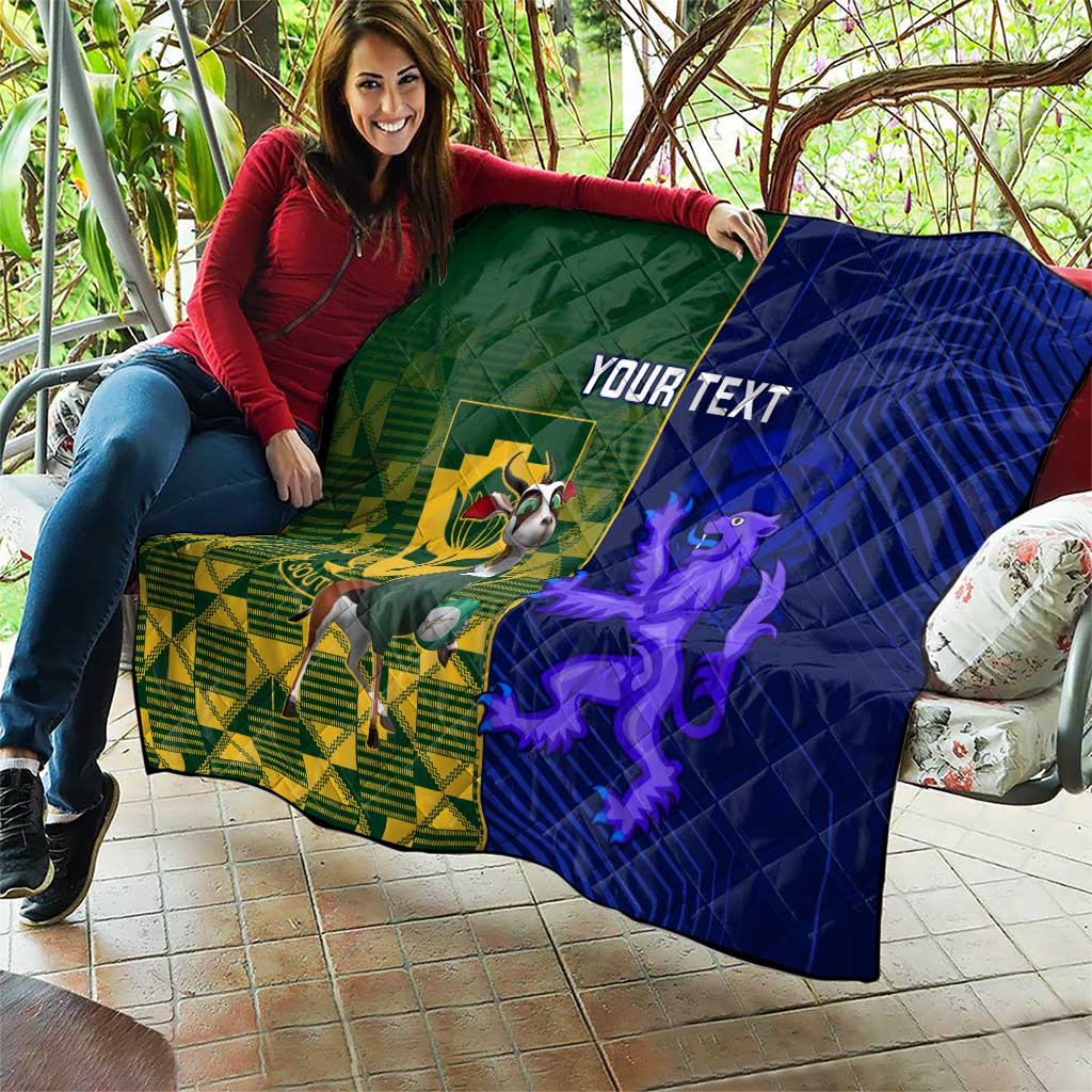 Custom South Africa And Scotland Rugby Quilt Springboks Thistle Together - Wonder Print Shop