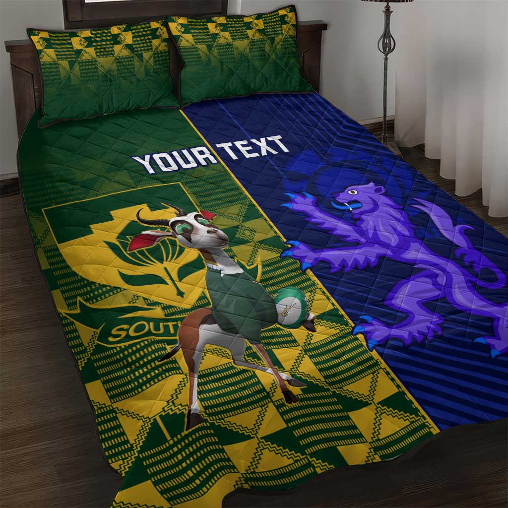 Custom South Africa And Scotland Rugby Quilt Bed Set Springboks Thistle Together - Wonder Print Shop