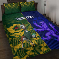 Custom South Africa And Scotland Rugby Quilt Bed Set Springboks Thistle Together - Wonder Print Shop