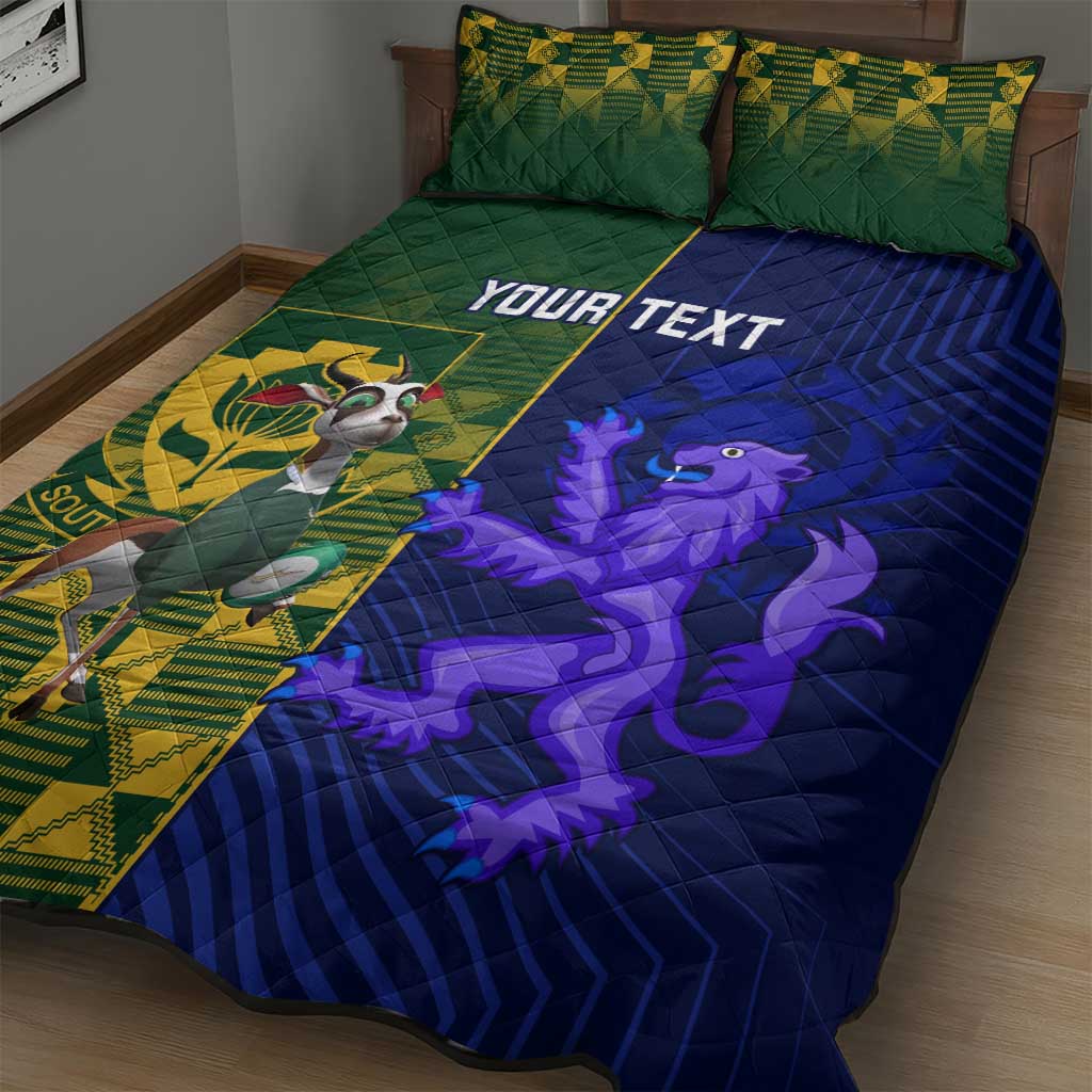 Custom South Africa And Scotland Rugby Quilt Bed Set Springboks Thistle Together - Wonder Print Shop