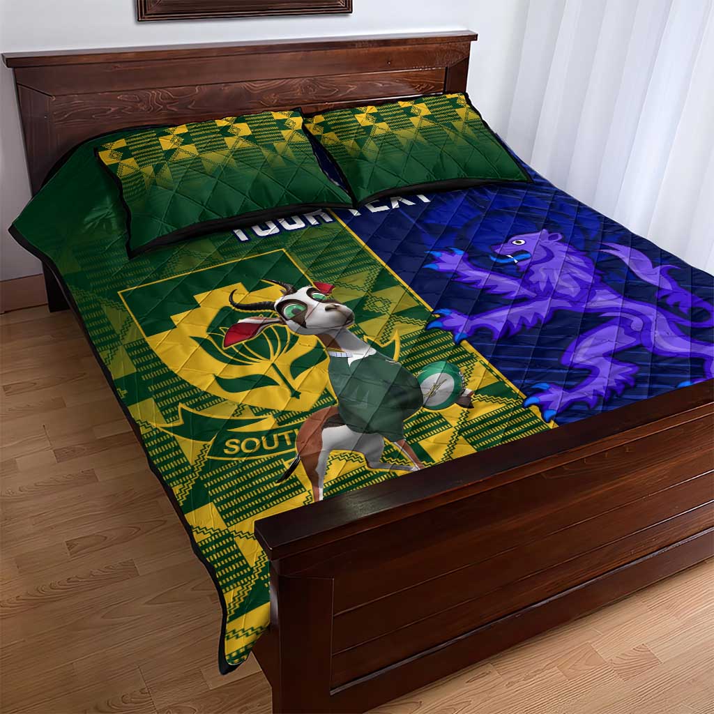 Custom South Africa And Scotland Rugby Quilt Bed Set Springboks Thistle Together - Wonder Print Shop
