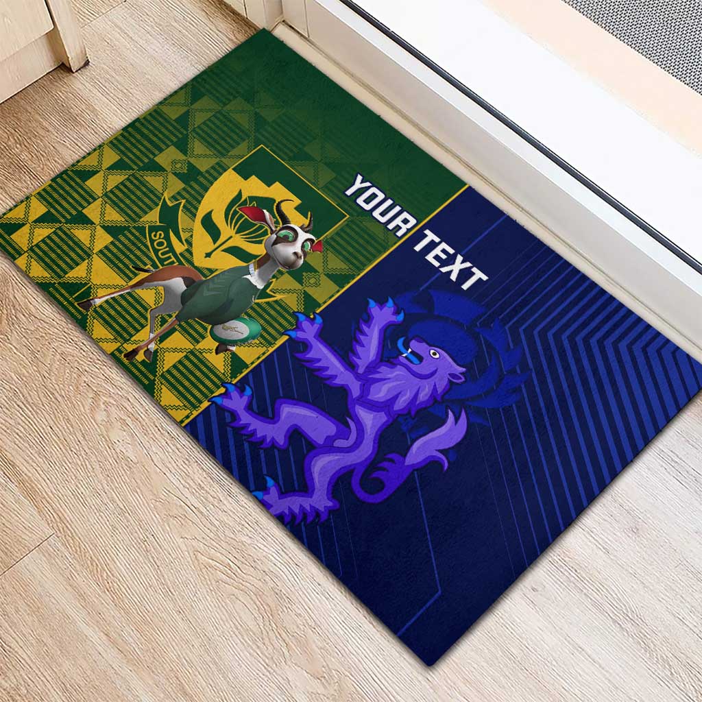 Custom South Africa And Scotland Rugby Rubber Doormat Springboks Thistle Together - Wonder Print Shop
