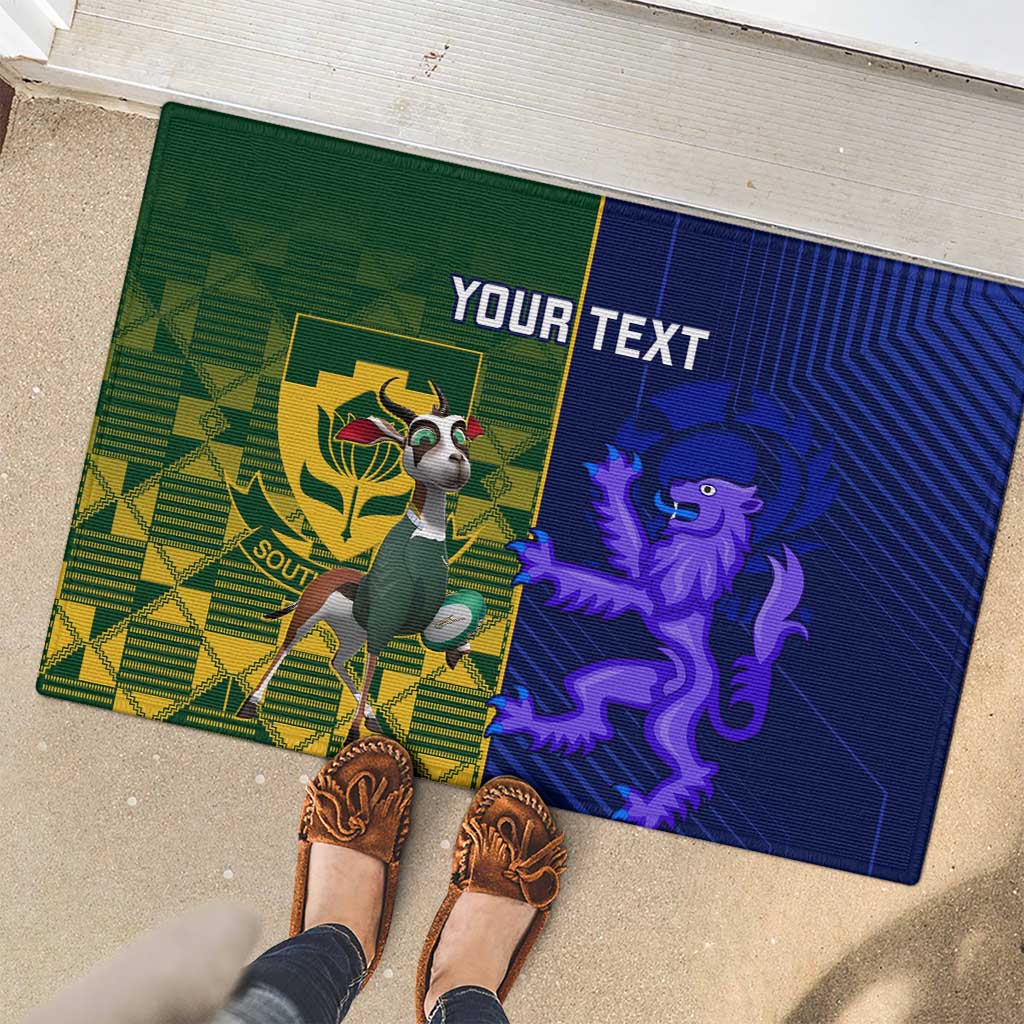 Custom South Africa And Scotland Rugby Rubber Doormat Springboks Thistle Together - Wonder Print Shop