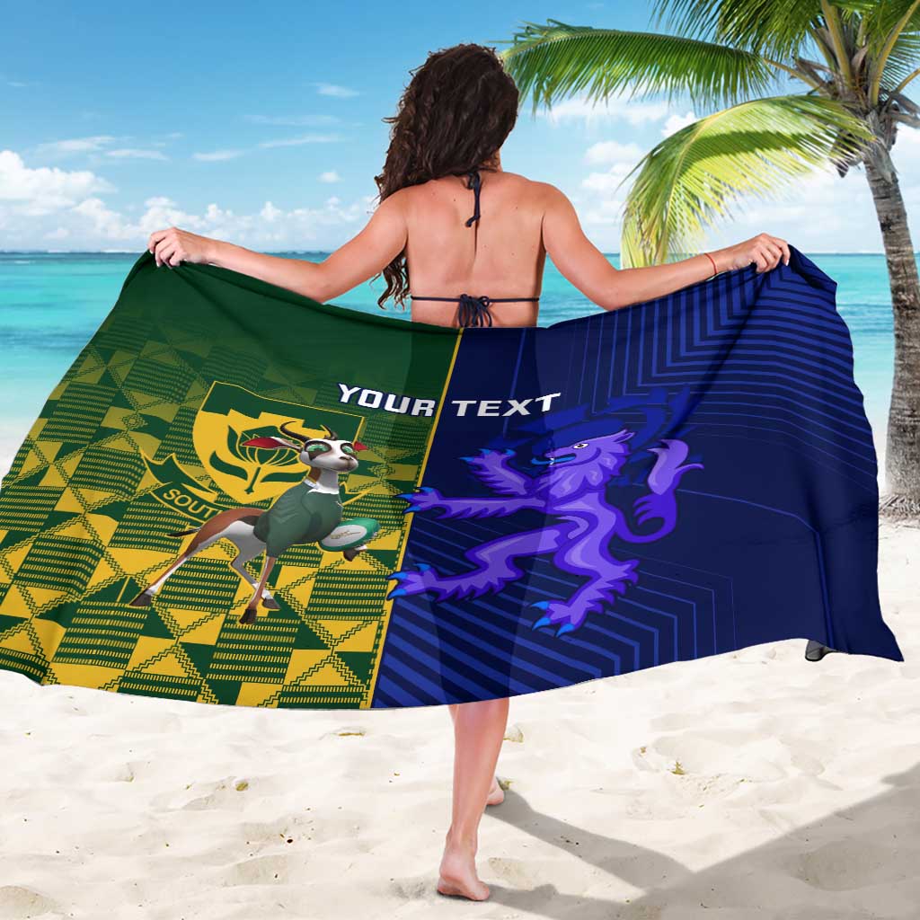Custom South Africa And Scotland Rugby Sarong Springboks Thistle Together - Wonder Print Shop