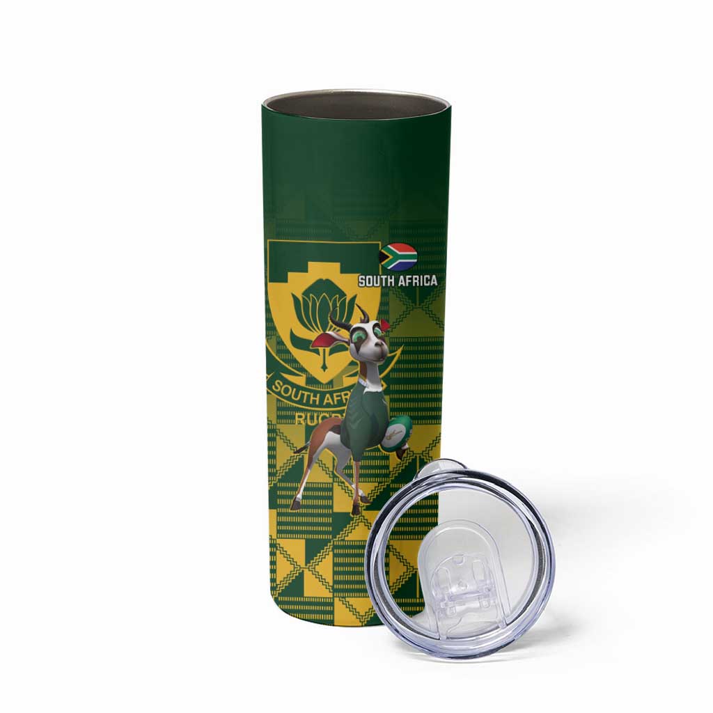South Africa And Scotland Rugby Skinny Tumbler Springboks Thistle Together - Wonder Print Shop