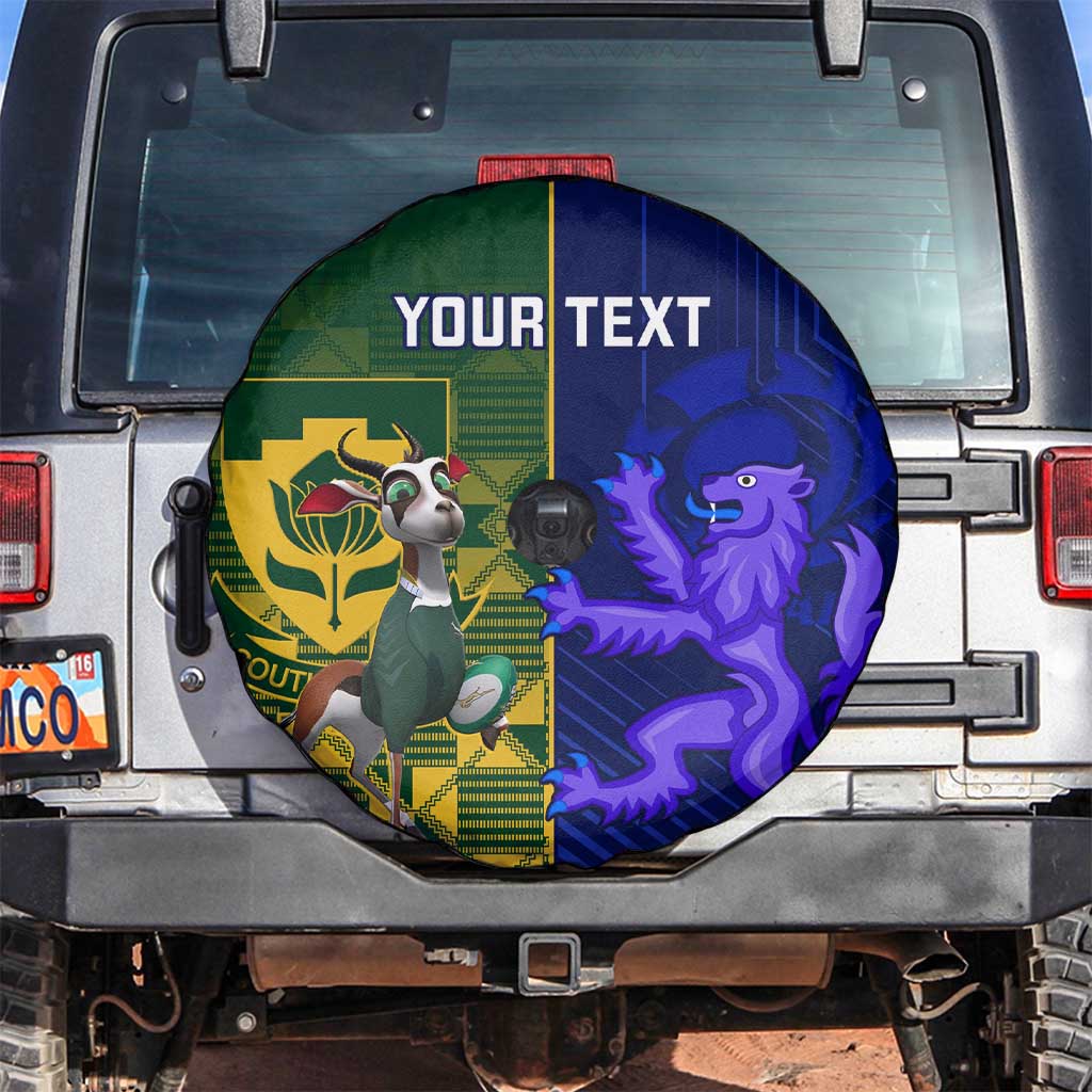 Custom South Africa And Scotland Rugby Spare Tire Cover Springboks Thistle Together - Wonder Print Shop
