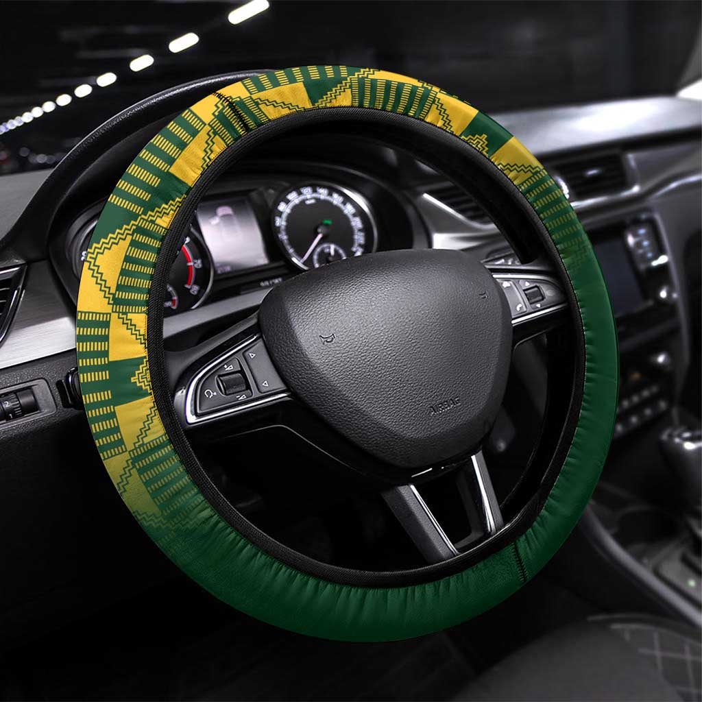 South Africa And Scotland Rugby Steering Wheel Cover Springboks Thistle Together - Wonder Print Shop