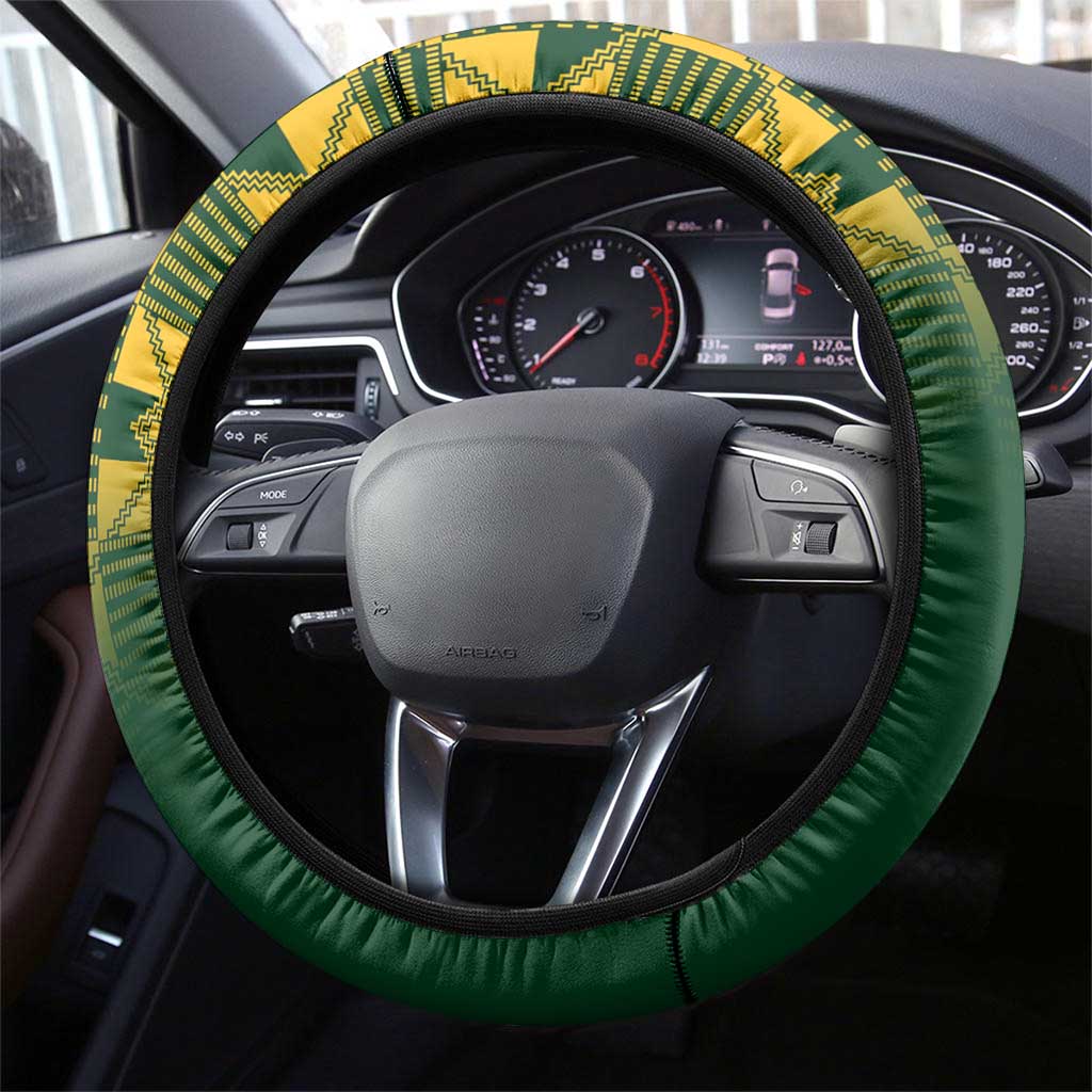 South Africa And Scotland Rugby Steering Wheel Cover Springboks Thistle Together - Wonder Print Shop