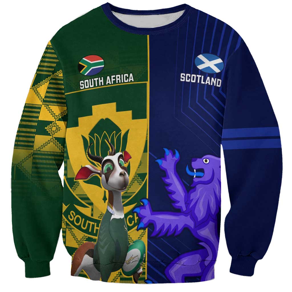 Custom South Africa And Scotland Rugby Sweatshirt Springboks Thistle Together - Wonder Print Shop