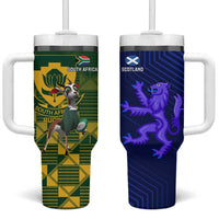South Africa And Scotland Rugby Tumbler With Handle Springboks Thistle Together - Wonder Print Shop