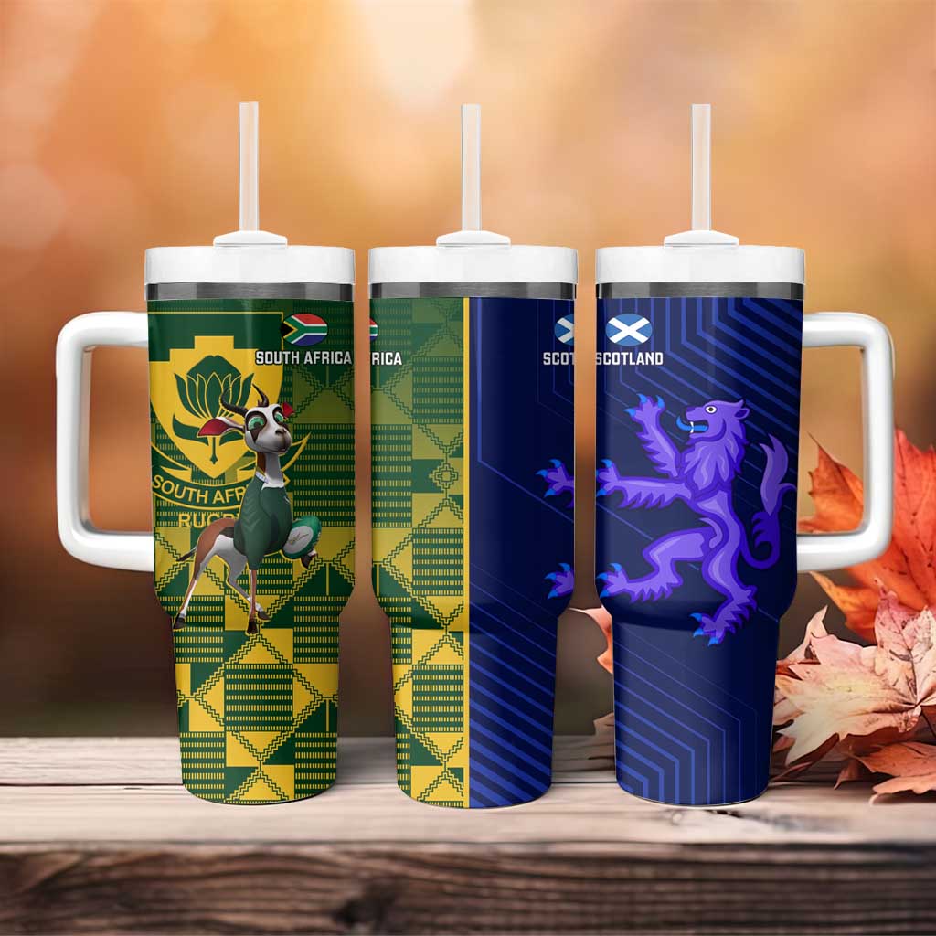 South Africa And Scotland Rugby Tumbler With Handle Springboks Thistle Together - Wonder Print Shop