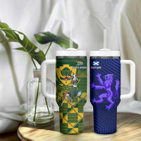 South Africa And Scotland Rugby Tumbler With Handle Springboks Thistle Together - Wonder Print Shop