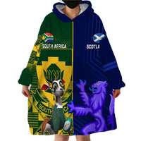 Custom South Africa And Scotland Rugby Wearable Blanket Hoodie Springboks Thistle Together - Wonder Print Shop