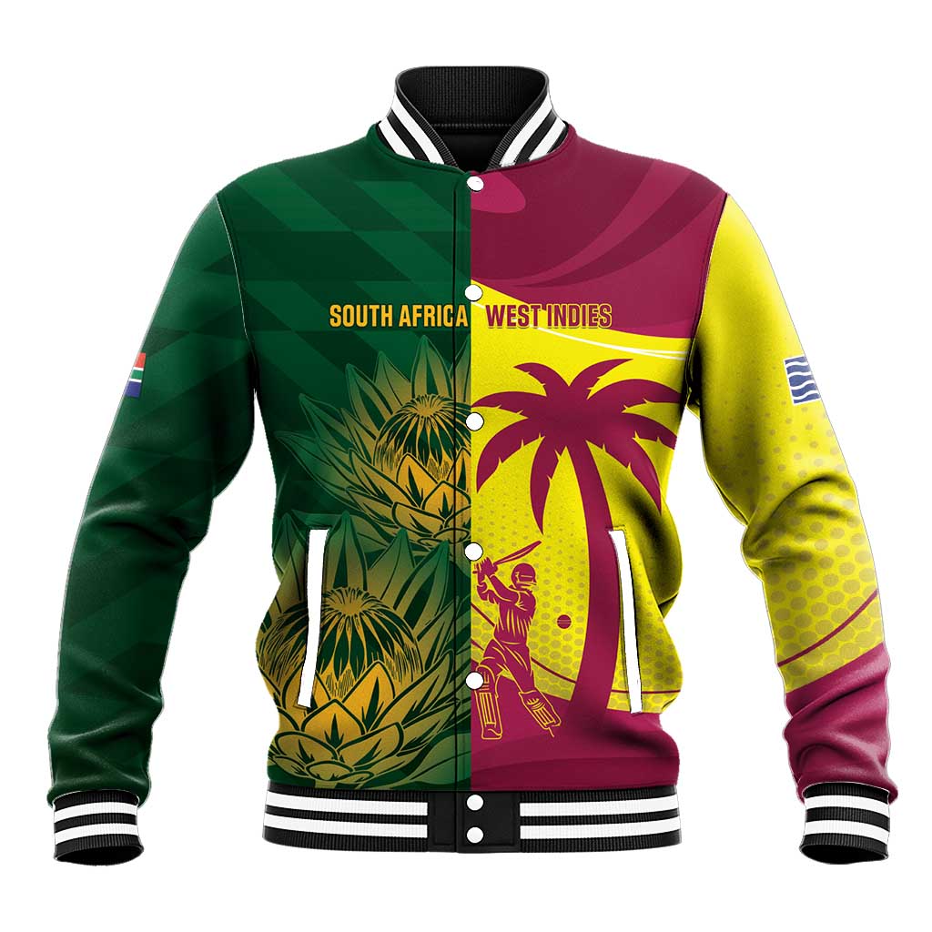 South Africa West Indies Cricket Custom Baseball Jacket Proteas Windies Together - Wonder Print Shop
