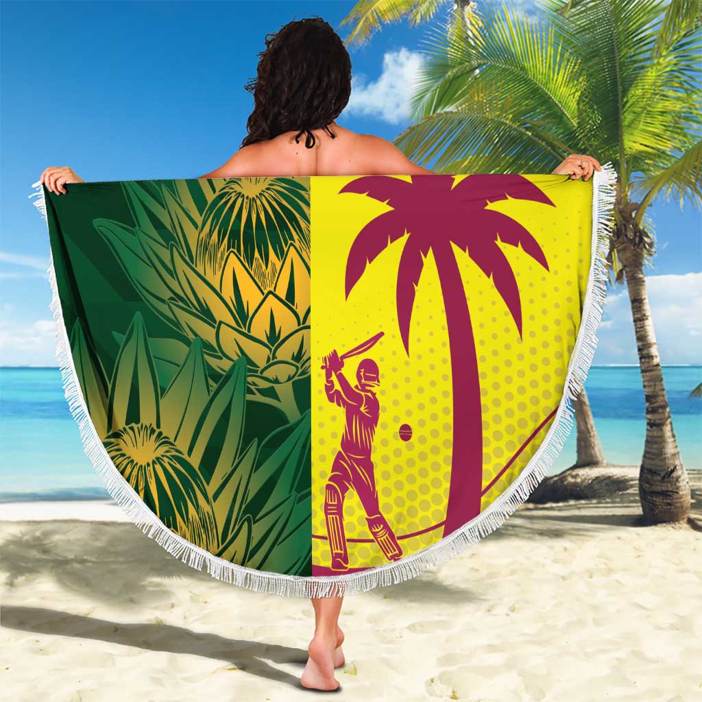 South Africa West Indies Cricket Custom Beach Blanket Proteas Windies Together - Wonder Print Shop