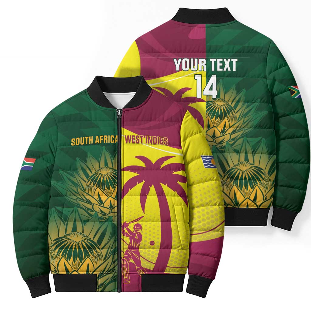 South Africa West Indies Cricket Custom Bomber Puffer Jacket Proteas Windies Together - Wonder Print Shop