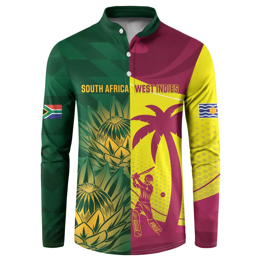 South Africa West Indies Cricket Custom Button Sweatshirt Proteas Windies Together - Wonder Print Shop
