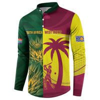South Africa West Indies Cricket Custom Button Sweatshirt Proteas Windies Together - Wonder Print Shop