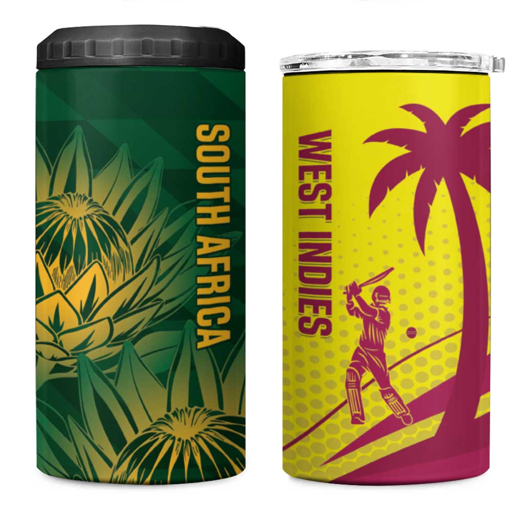 South Africa West Indies Cricket 4 in 1 Can Cooler Tumbler Proteas Windies Together - Wonder Print Shop