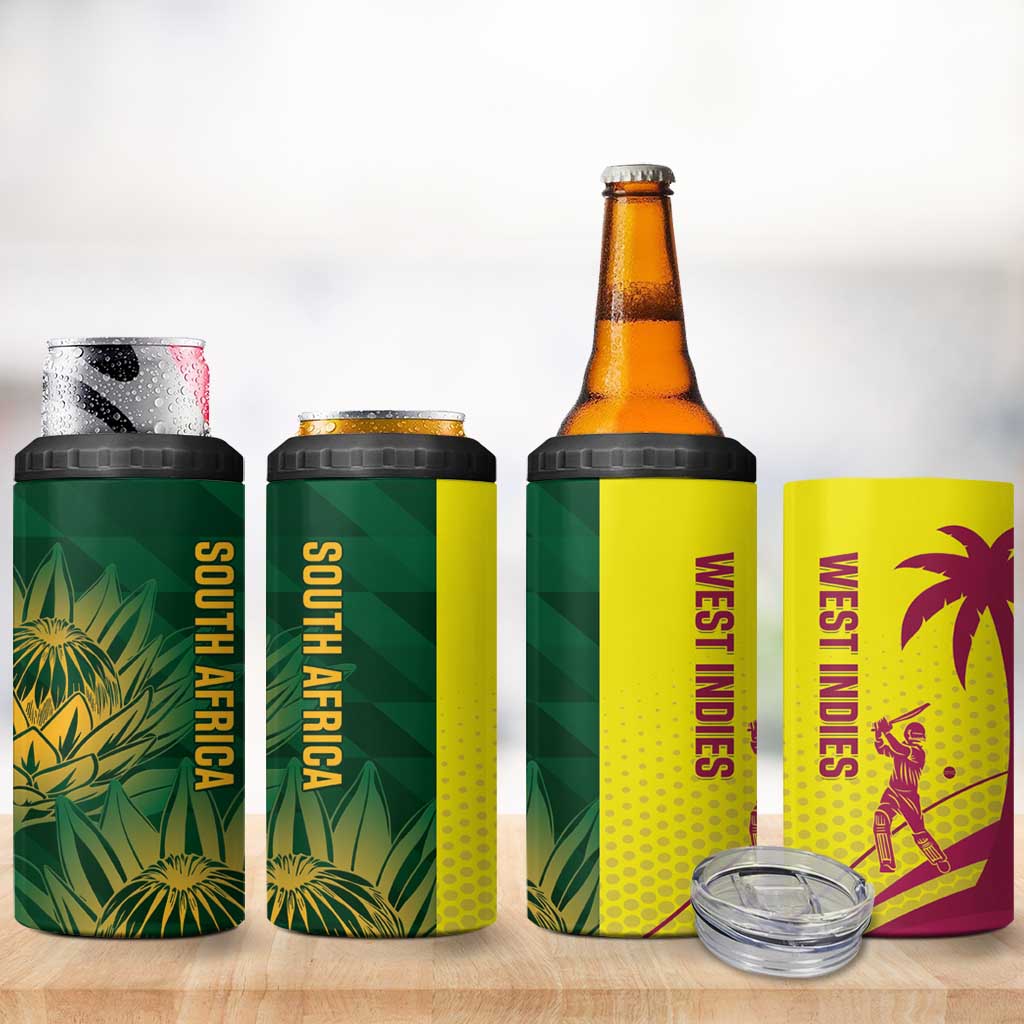 South Africa West Indies Cricket 4 in 1 Can Cooler Tumbler Proteas Windies Together - Wonder Print Shop