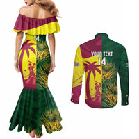 South Africa West Indies Cricket Custom Couples Matching Mermaid Dress and Long Sleeve Button Shirt Proteas Windies Together - Wonder Print Shop