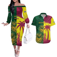 South Africa West Indies Cricket Custom Couples Matching Off The Shoulder Long Sleeve Dress and Hawaiian Shirt Proteas Windies Together - Wonder Print Shop