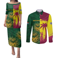 South Africa West Indies Cricket Custom Couples Matching Puletasi and Long Sleeve Button Shirt Proteas Windies Together - Wonder Print Shop