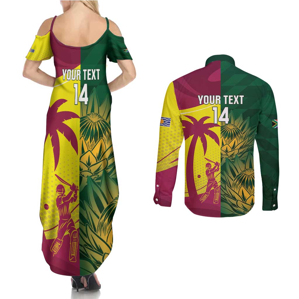South Africa West Indies Cricket Custom Couples Matching Summer Maxi Dress and Long Sleeve Button Shirt Proteas Windies Together - Wonder Print Shop